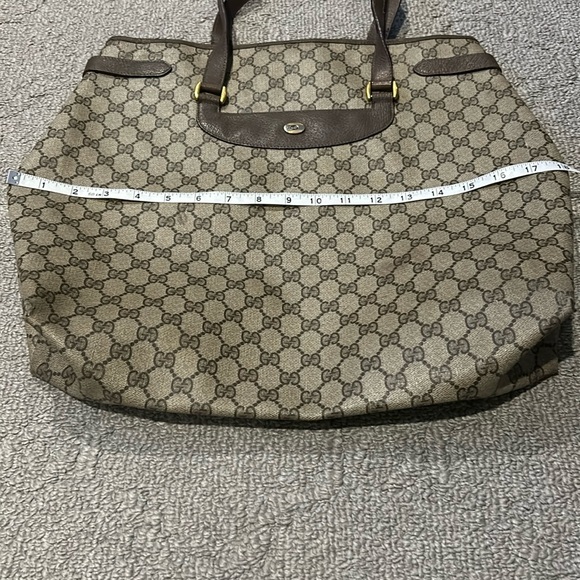 Authentic Gucci Supreme Monogram Vintage Tote Web Canvas & Leather 16x18 - Picture 13 of 16